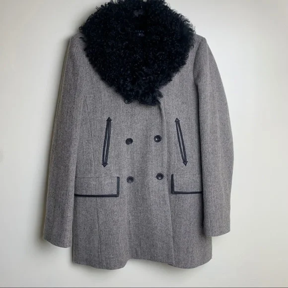 THEORY Dyed Shearling Collar coat, L - Picture 2 of 14